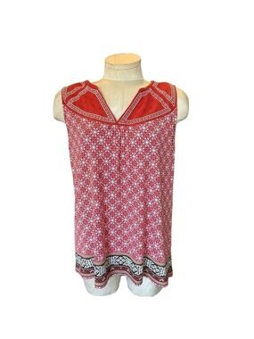 Eliane Rose Coral Geometric Print V-Neck Tank Top Women’s Size Medium